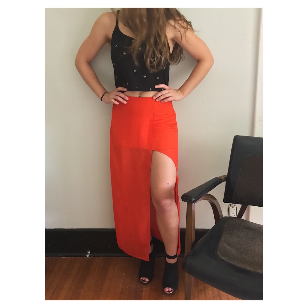nasty gal curved maxi skirt